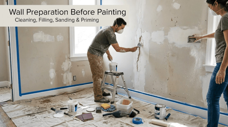 Wall Preparation Before Painting: Cleaning, Filling, Sanding, and Priming